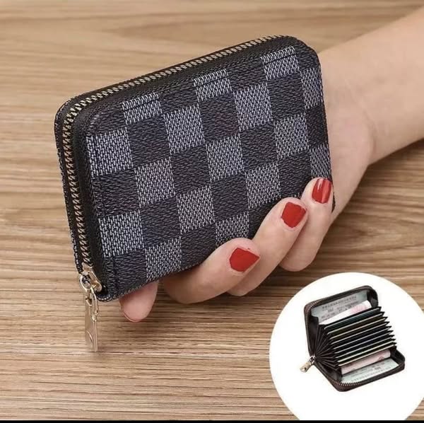 Card Holder Leather Zipper Wallet for Mens and Women